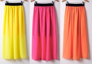 Maxi svārki no šifona dažādās vasarīgās krāsās