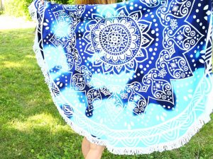 Apaļais pludmales dvielis pleds