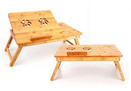 Datora galdiņš ar regulējamu virsmas leņķi no bambusa