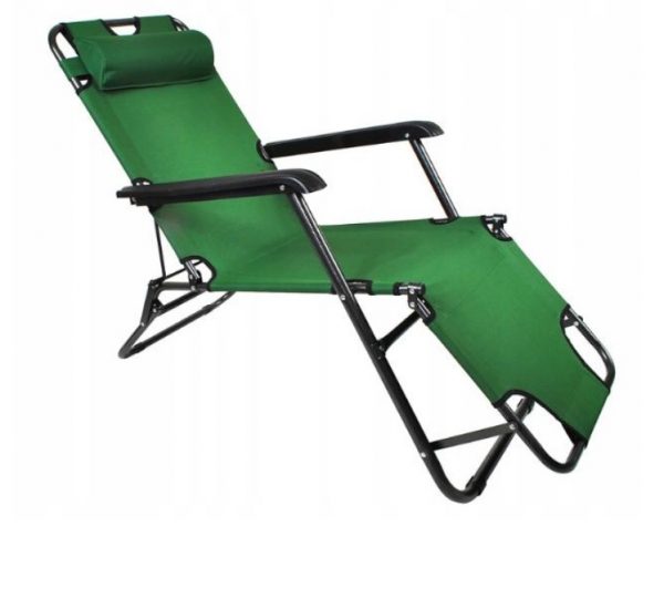 Saliekams dārza krēsls - sauļošanās guļamkrēsls dārzam, pludmalei ar 3 - zaļš