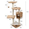Kaķu mājiņa - nagu asināmais skrāpis - tornis ar 5 stāviem ( 111 cm ) bēšs