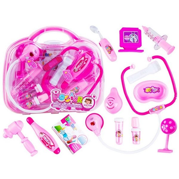 Doktora komplekts koferī, rozā