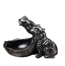 Dekorācija - nīlzirgs, sudrabs