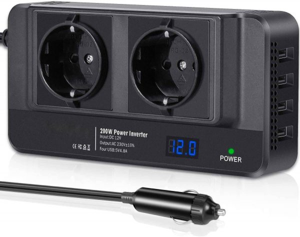Automašīnas strāvas pārveidotājs no 12V līdz 230V