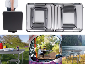 Saliekams galds ar 4 krēsliem - kempinga mēbeļu komplekts